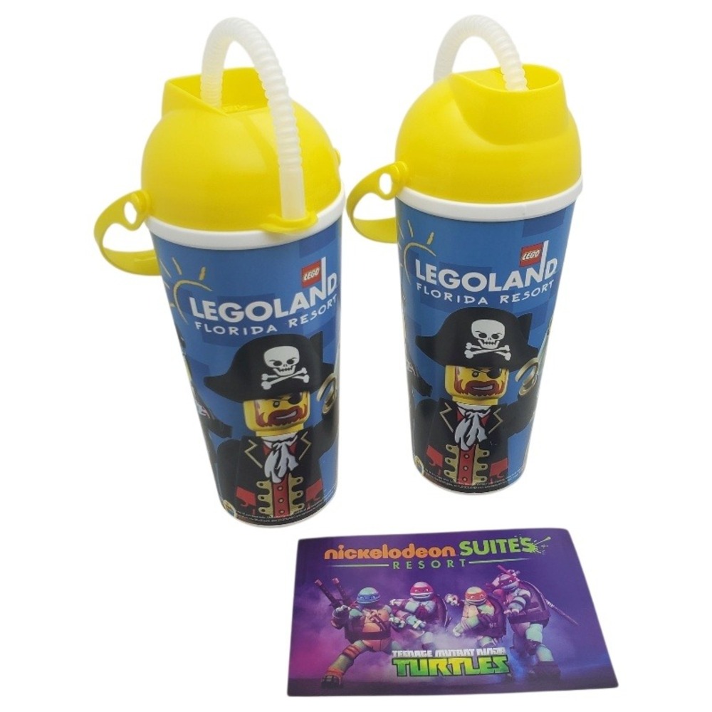 Legoland Florida Resort Souvenir Cups Pirate Lego Man and A Nick‎ Hotel Postcard